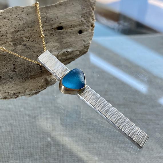 Hand-Made Sea Glass Necklace, Mermaid Art, and Wine!